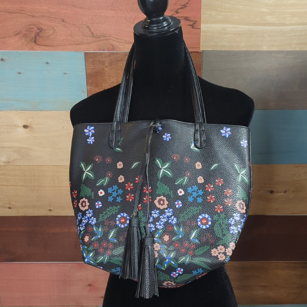 Elegant Black Floral Tote Bag
